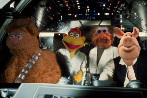 Fozzbacca, Scoot Skywalker ,Floyd Pinkobi and Ham Solo in the Millennium Falcon